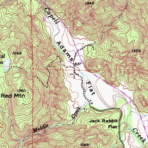 Topographic Map of Middle Creek, CA