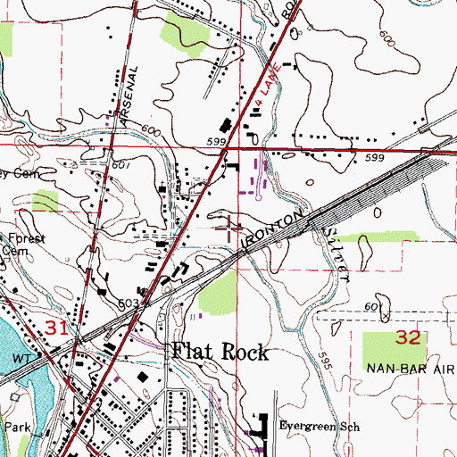 Topographic Map of Flat Rock Shopping Center Shopping Center, MI