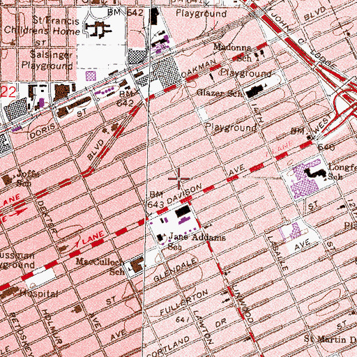 Topographic Map of Flowery Mountain Baptist Church, MI
