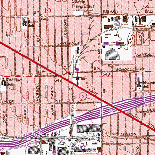Topographic Map of Food 4 Less Shopping Center, MI