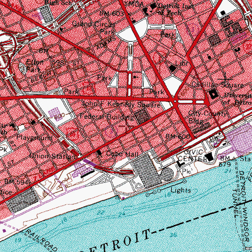 Topographic Map of Fort Cass Station, MI