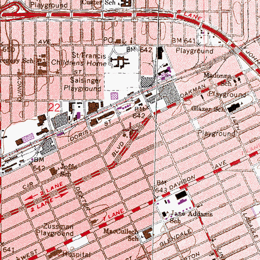 Topographic Map of Francis Parkman Library, MI