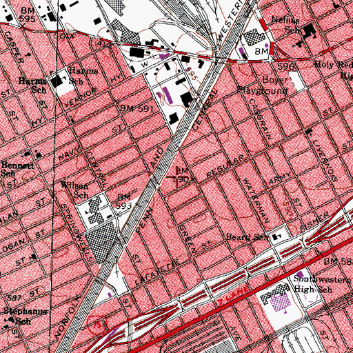 Topographic Map of Frank Beard Elementary School, MI