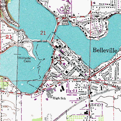 Topographic Map of Fred C Fischer Library, MI