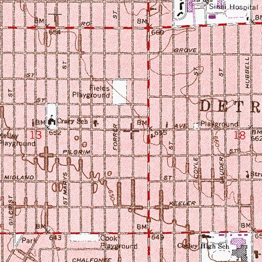 Topographic Map of Full Gospel Opendoor Assembly Church, MI