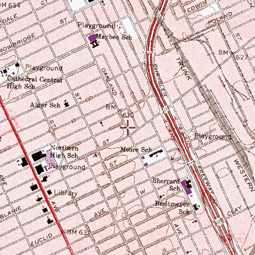 Topographic Map of Full Gospel Tabernacle Church of God in Christ, MI