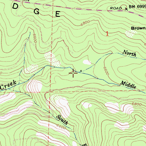 Topographic Map of Middle Fork Camp Creek, CA