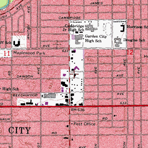 Topographic Map of Garden City Courthouse, MI