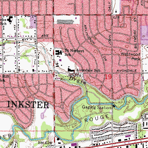 Topographic Map of Gaudior Academy, MI