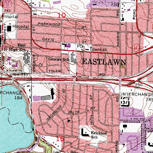Topographic Map of Gault Village Shopping Center, MI