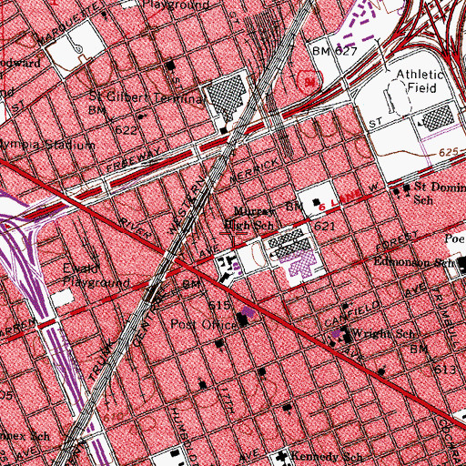 Topographic Map of George Crockett Academy, MI
