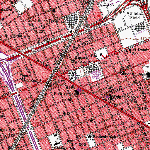Topographic Map of George Crockett Academy, MI