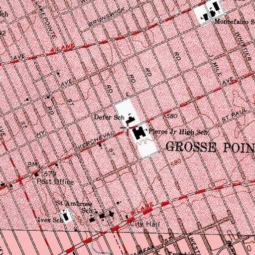 Topographic Map of George Defer Elementary School, MI