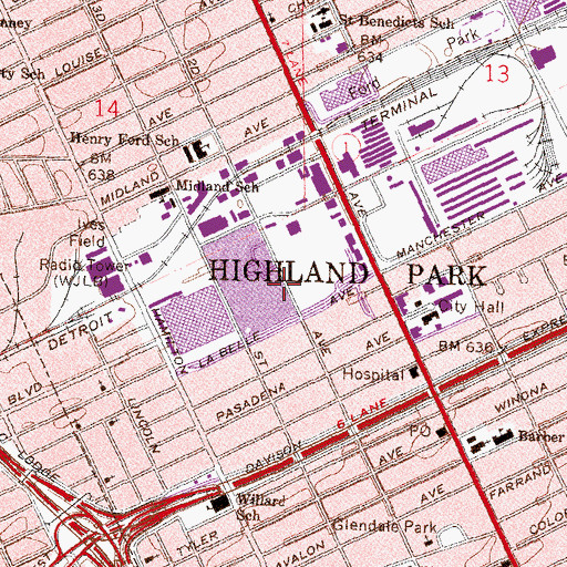 Topographic Map of George Washington Carver Academy, MI