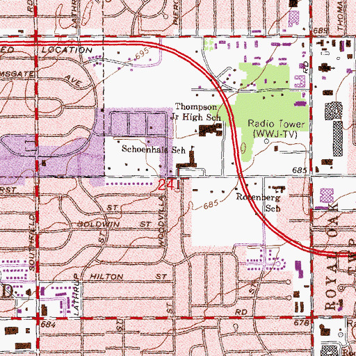 Topographic Map of Glenn Schoenhals Elementary School, MI
