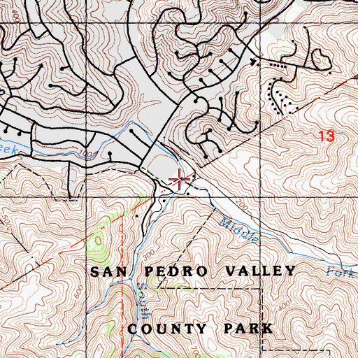 Topographic Map of Middle Fork San Pedro Creek, CA