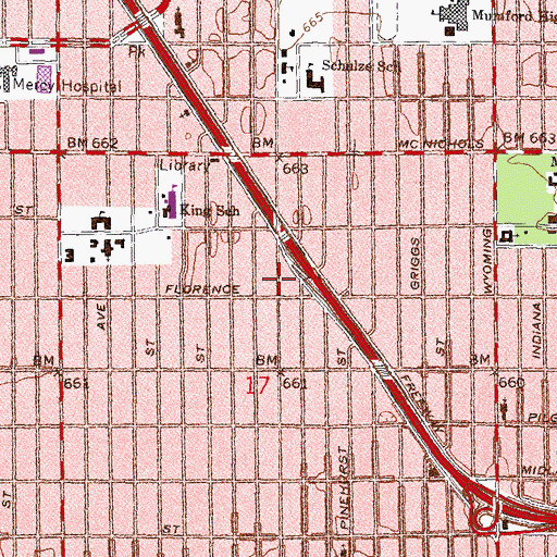 Topographic Map of Glory and Praise Tabernacle Church of God in Christ, MI