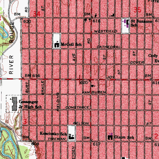 Topographic Map of God's Tabernacle of Love Baptist Church, MI