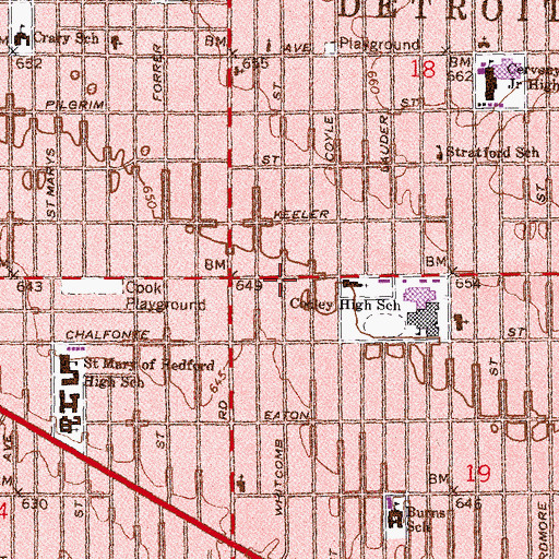 Topographic Map of God's Temple Church of God in Christ, MI