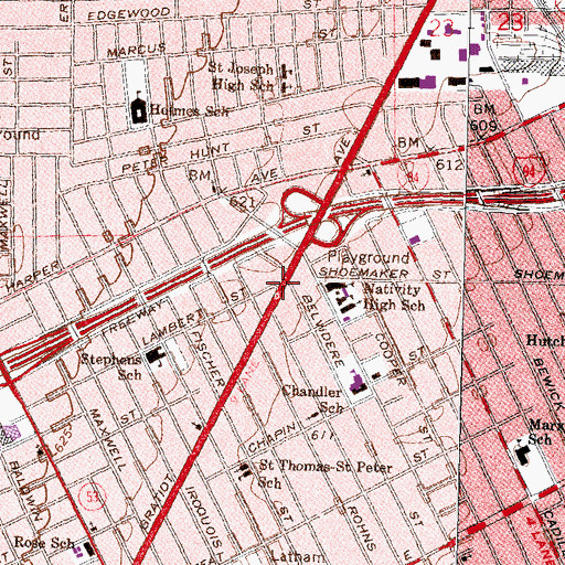 Topographic Map of God's Way Missionary Baptist Church, MI