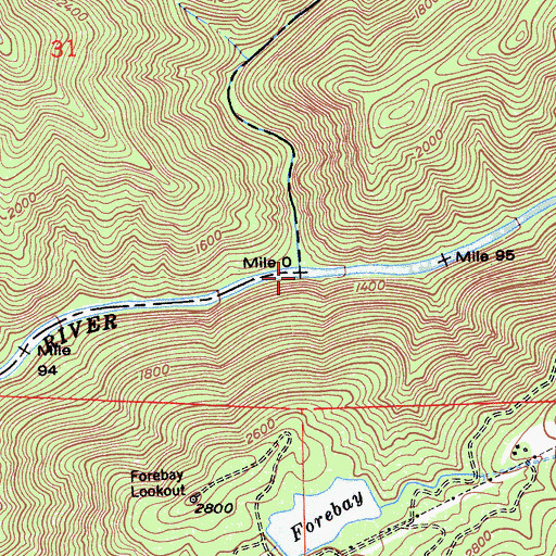 Topographic Map of Middle Fork Stanislaus River, CA