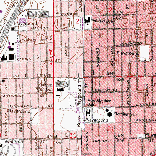 Topographic Map of Good Hope Missionary Baptist Church of Detroit, MI