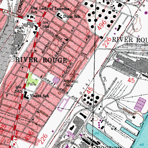 Topographic Map of Goodell Street Missionary Baptist Church, MI