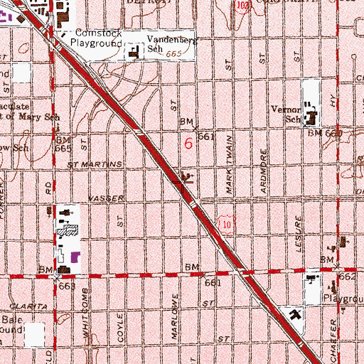 Topographic Map of Gracious Saviour Evangelical Lutheran Church, MI
