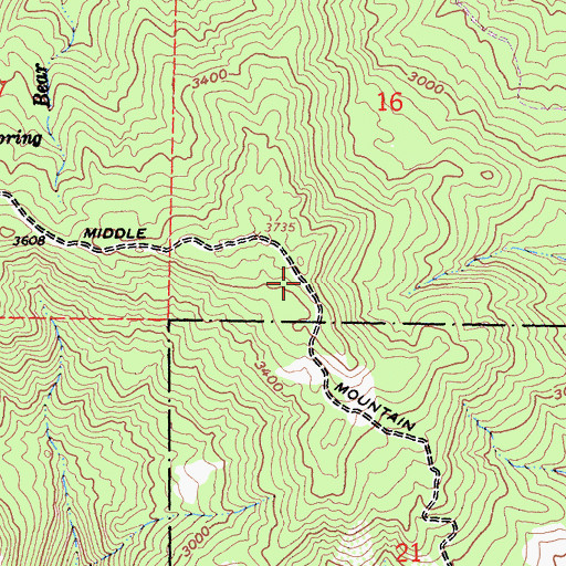 Topographic Map of Middle Mountain Firebreak, CA