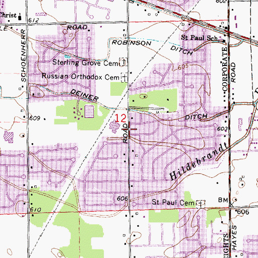 Topographic Map of Graebner Elementary School, MI