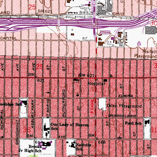 Topographic Map of Grandale Presbyterian Church of the Master, MI
