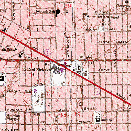 Topographic Map of Grandland Shopping Center, MI