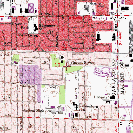 Topographic Map of Great Oaks Academy, MI