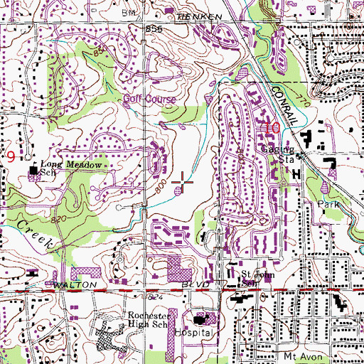Topographic Map of Great Oaks Mall Shopping Center, MI