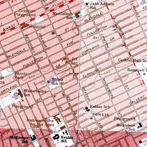 Topographic Map of Greater Centennial Baptist Church, MI