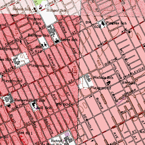 Topographic Map of Greater Christ Baptist Church, MI