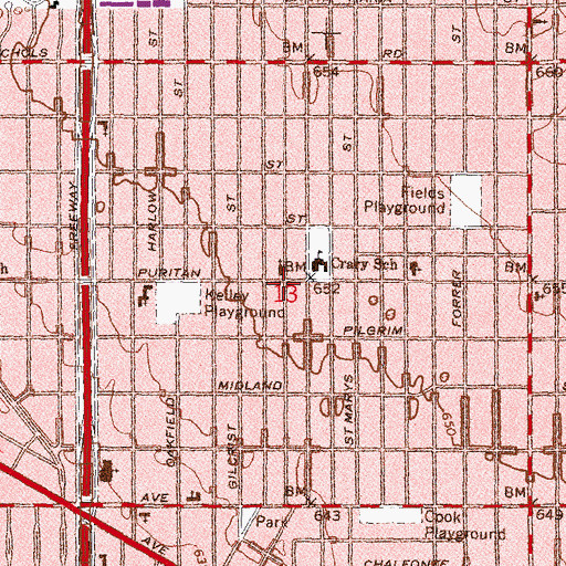 Topographic Map of Greater Community Baptist Church, MI