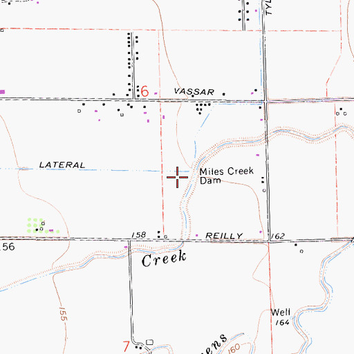 Topographic Map of Miles Creek Dam, CA