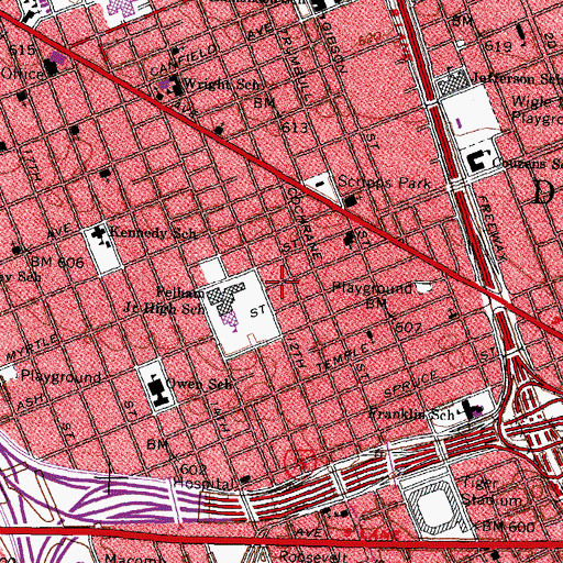 Topographic Map of Greater Dequindre Church of God in Christ, MI