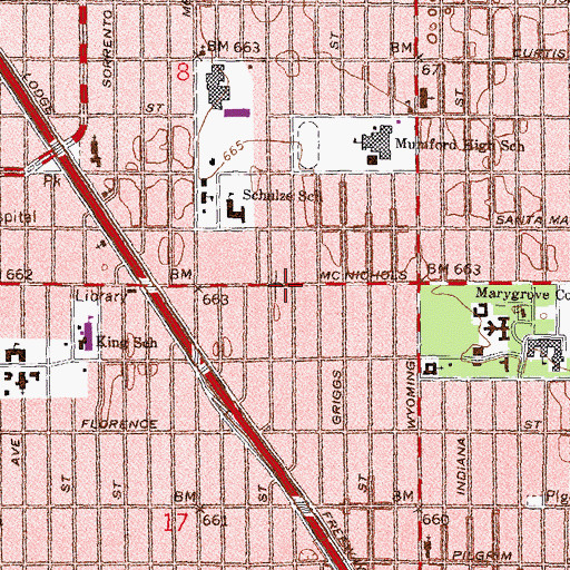 Topographic Map of Greater Emmanuel Missionary Baptist Church, MI