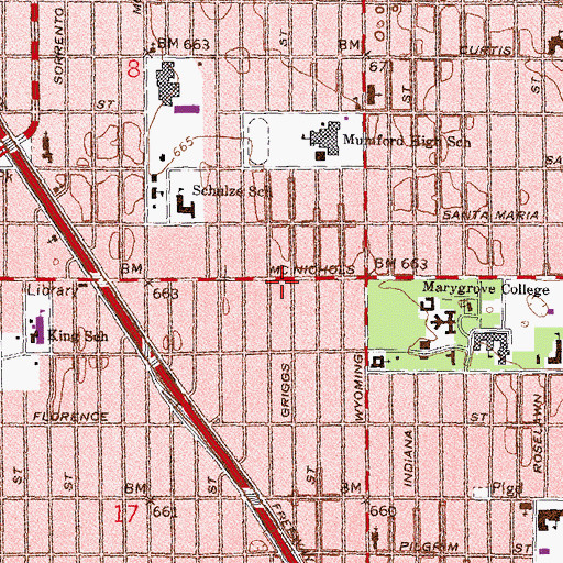 Topographic Map of Greater Evening Star Missionary Baptist Church, MI