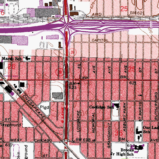 Topographic Map of Greater Love Tabernacle Church of God in Christ, MI