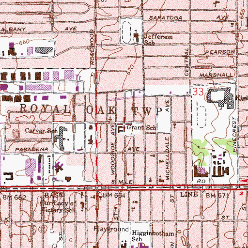 Topographic Map of Greater Middle Baptist Church, MI