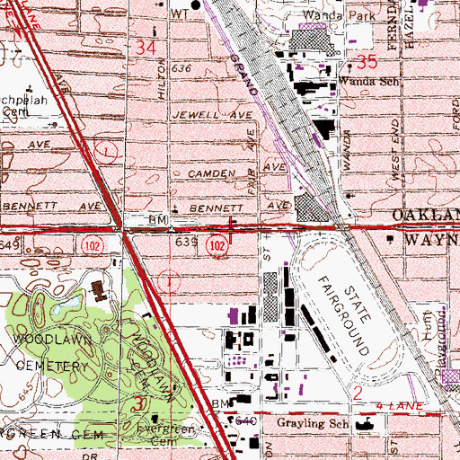 Topographic Map of Greater Mount Everett Church of God in Christ, MI