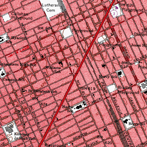 Topographic Map of Greater Mountain View Missionary Baptist Church, MI