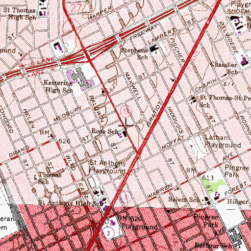 Topographic Map of Greater New Hope Baptist Church of Detroit, MI