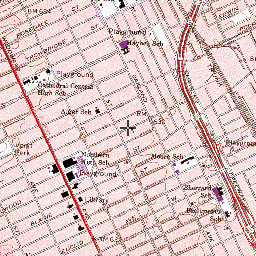 Topographic Map of Greater New Mount Moriah Baptist Church, MI