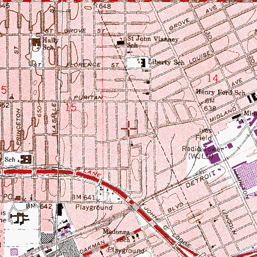 Topographic Map of Greater Northwest Church of God in Christ, MI