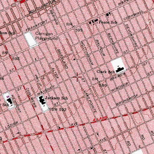 Topographic Map of Greater Old Landmark Missionary Baptist Church, MI