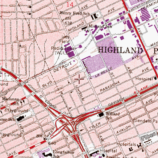 Topographic Map of Greater Philadelphia Tabernacle Church of God in Christ, MI